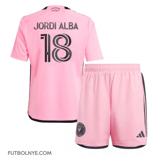 Camiseta Inter Miami Jordi Alba #18 Primera Equipación para niños 2024-25 manga corta (+ pantalones cortos)